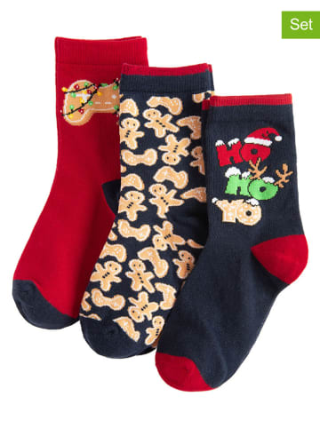 COOL CLUB 3-delige set: sokken rood/donkerblauw