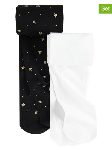 COOL CLUB Rajstopy (2 pary) w kolorze czarnym i białym