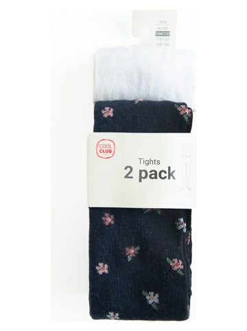 COOL CLUB 2-delige set: panty's donkerblauw/wit