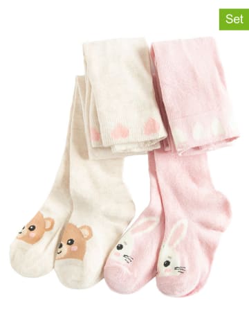 COOL CLUB 2er-Set: Strumpfhosen in Rosa/ Creme