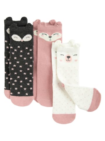 COOL CLUB 3er-Set: Socken in Creme/ Rosa/ Anthrazit