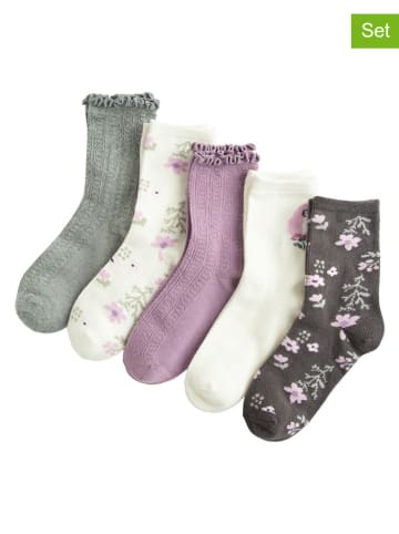 COOL CLUB 5-delige set: sokken crème/paars/antraciet