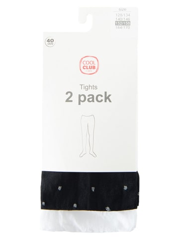 COOL CLUB Rajstopy (2 pary) w kolorze biało-czarnym