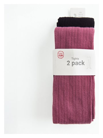 COOL CLUB Rajstopy (2 pary) w kolorze różowym i czarnym