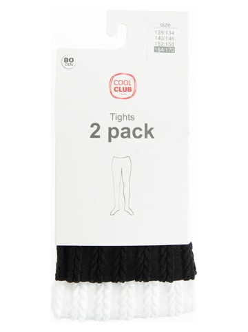 COOL CLUB Rajstopy (2 pary) w kolorze białym i czarnym