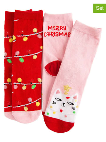 COOL CLUB 2er-Set: Socken in Rosa/ Rot