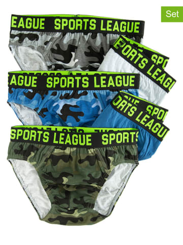 COOL CLUB Slipki (5 par) w kolorze niebiesko-oliwkowym