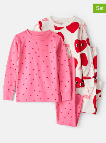carter's 2er-Set: Pyjamas in Pink/ Creme/ Rot