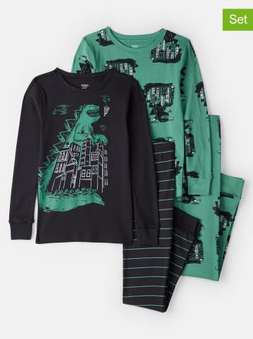 carter's 2er-Set: Pyjamas in Grün/ Schwarz