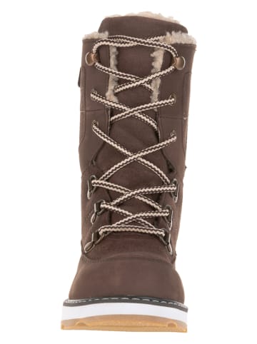 Kamik Skórzane kozaki zimowe "Risez" w kolorze brązowym