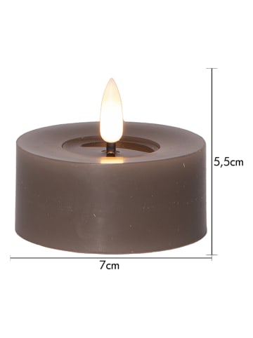 STAR Trading 2er-Set: LED-Echtwachs-Kerzen "Flamme Flow T-Light" in Taupe - (H)5,5 cm