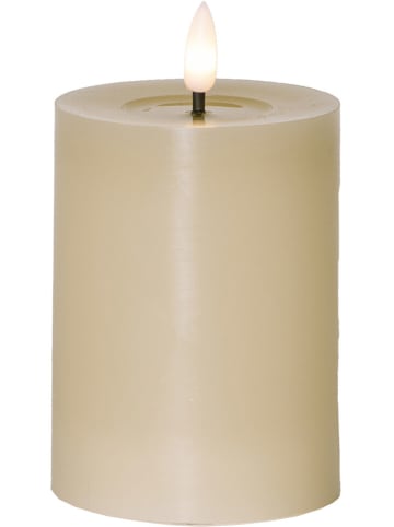 STAR Trading LED-Windlicht "Flamme Flow Pillar" in Beige - (H)12,5 x Ø 7,5 cm
