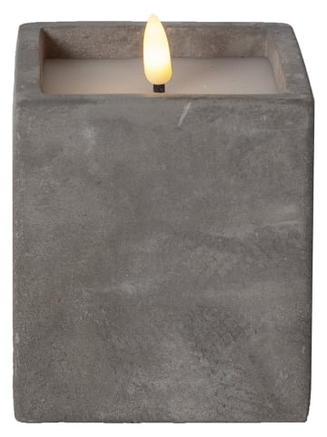 STAR Trading Ledkaars "Flamme Cem" grijs - (B)8,5 x (H)11 x (D)8,5 cm