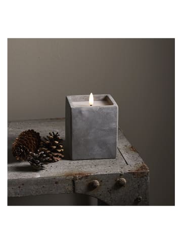 STAR Trading Ledkaars "Flamme Cem" grijs - (B)8,5 x (H)11 x (D)8,5 cm