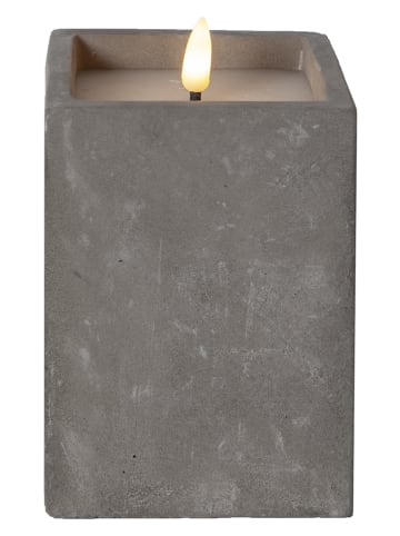 STAR Trading Świeca LED "Flame Cem" w kolorze szarym - 8,5 x 14 x 8,5 cm