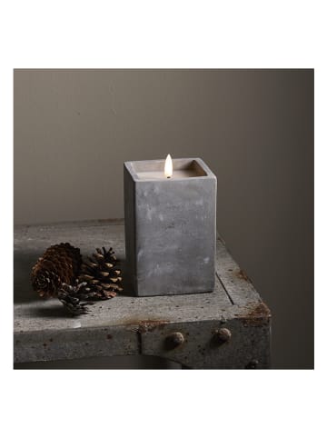 STAR Trading Ledkaars "Flamme Cem" grijs - (B)8,5 x (H)14 x (D)8,5 cm