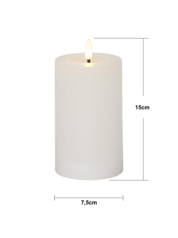 STAR Trading LED-Wachskerze "Flamme Flow" in Weiß - (H)15 x Ø 7,5 cm