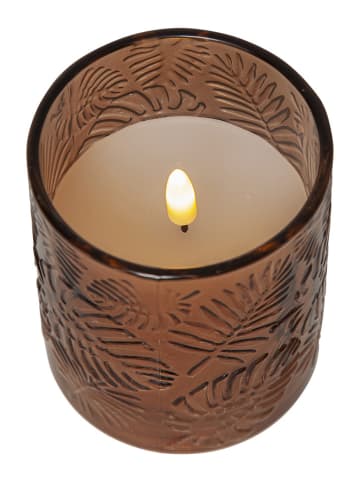 STAR Trading Świeca LED "Flame Leaf" w kolorze jasnobrązowym - wys. 10 cm