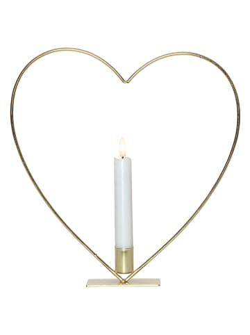 STAR Trading Dekoracyjna lampa LED "Flamme Heart" w kolorze złotym - 28 x 28 cm