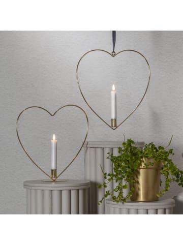 STAR Trading LED-Dekoleuchte "Flamme Heart" in Gold - (B)28 x (H)28 cm