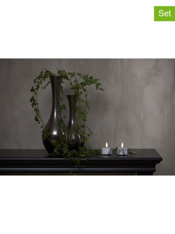 Best Season 2-delige set: ledtheelichten "Flame Marble" grijs - (H)6 x Ø 5,5 cm