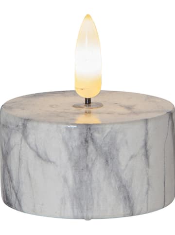 Best Season 2-delige set: ledtheelichten "Flame Marble" grijs - (H)6 x Ø 5,5 cm