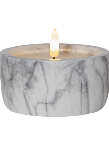Best Season LED-Kerze "Flame Marble" in Grau - (H)7,5 x Ø 10 cm