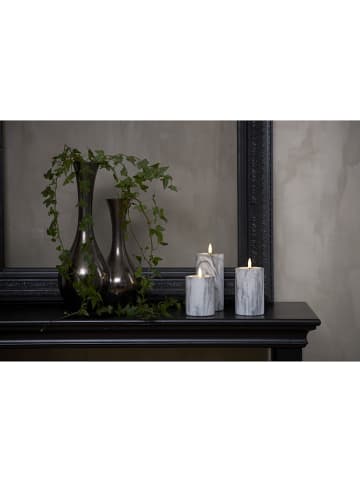 Best Season Ledkaars "Flame Marble" grijs - (H)12,5 x Ø 7,5 cm