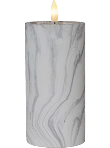 Best Season LED-Kerze "Flame Marble" in Grau - (H)17,5 x Ø 7,5 cm