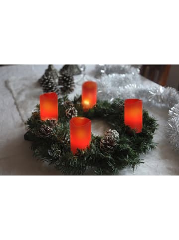 STAR Trading Świece LED (4 szt.) "Advent" w kolorze czerwonym - wys. 10 cm