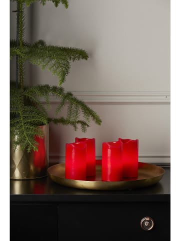 STAR Trading 4er-Set: LED-Wachskerzen "Advent" in Rot - (H)10 cm