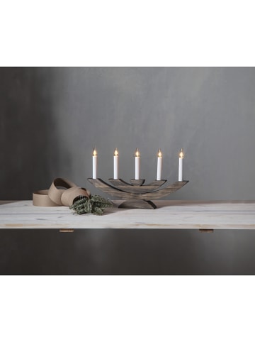 STAR Trading Vensterlamp "Navida" bruin/wit - (B)42 x (H)24 cm