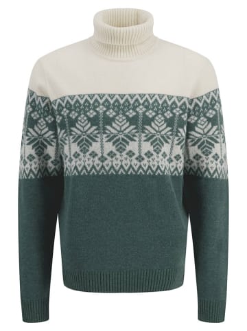 FYNCH-HATTON Wollrollkragenpullover in Grün/ Creme