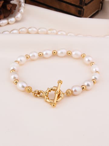 Pierres delicates Vergulde armband met parels