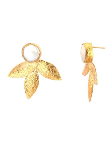 L'Atelier de Gaia Vergulde oorstekers met parels