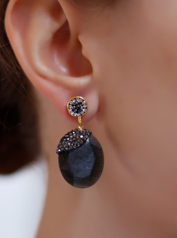L'Atelier de Gaia Cat eyes & hematiet earring