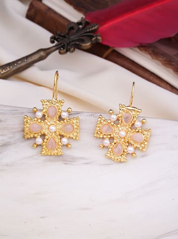 L'Atelier de Gaia Vergulde oorringen met edelstenen