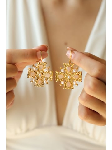 L'Atelier de Gaia Vergulde oorringen met edelstenen