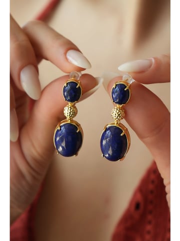 L'Atelier de Gaia Pozłacane kolczyki z lapis lazuli