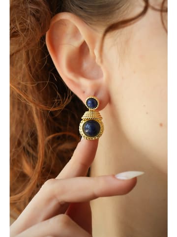 L'Atelier de Gaia Pozłacane kolczyki z lapis lazuli