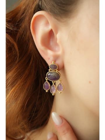 L'Atelier de Gaia Vergulde oorringen met edelstenen