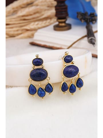 L'Atelier de Gaia Pozłacane kolczyki z lapis lazuli
