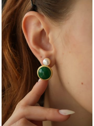 L'Atelier de Gaia Vergulde oorringen met parels en edelstenen