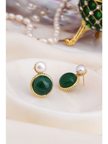 L'Atelier de Gaia Vergulde oorringen met parels en edelstenen
