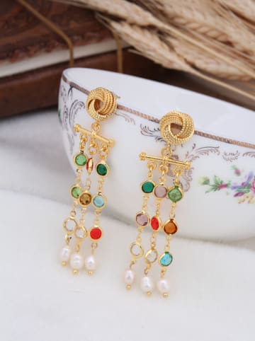 L'Atelier de Gaia Vergold. Ohrstecker mit Perlen und Kristallen