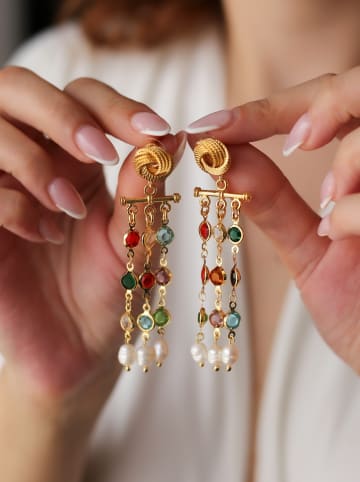 L'Atelier de Gaia Vergold. Ohrstecker mit Perlen und Kristallen