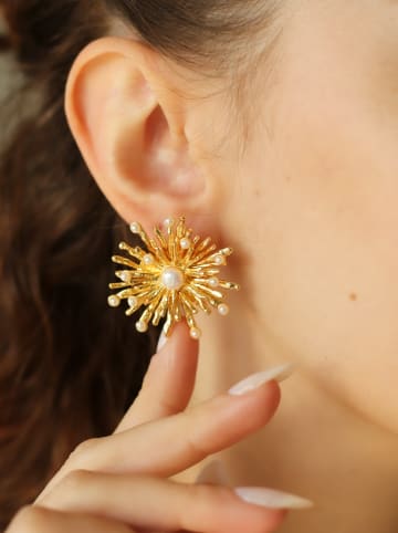 L'Atelier de Gaia Vergulde oorstekers met parels