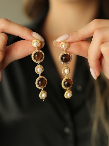 L'Atelier de Gaia Vergold. Ohrstecker mit Perlen und Edelsteinen