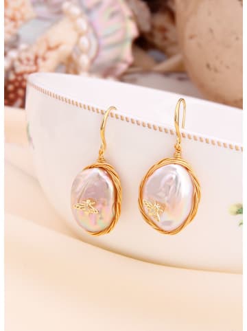 L'Atelier de Gaia Vergulde oorhangers met parels