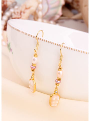 L'Atelier de Gaia Vergulde oorhangers met parels